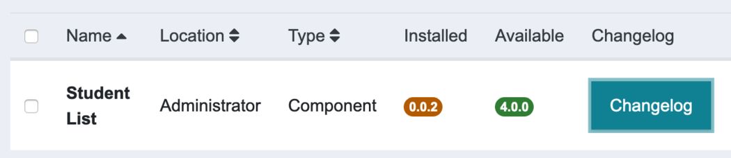 Update Extensions display